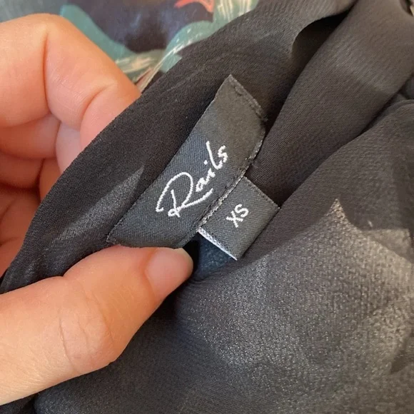 Rails / Mina Dress slip black leaf floral midi silky Paradiso XS